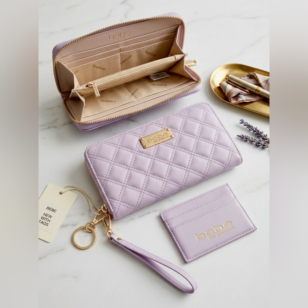 Bebe Quilted Lavender Wallet & Cardholder Set – Light Purple 2-Pieces -NWT - Picture 2 of 4